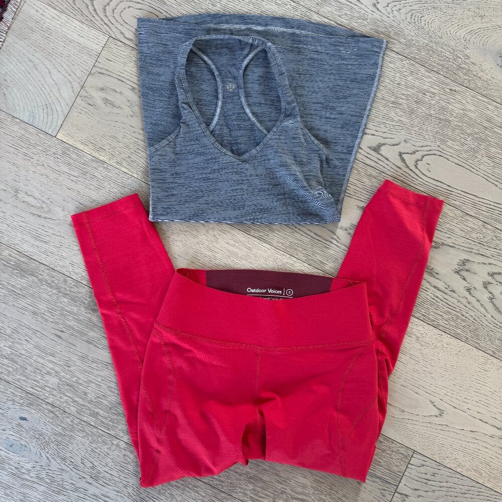 LOT Outdoor Voices Leggings Lululemon Racer-back Top S 2 4